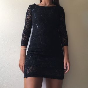 Black lace long sleeved dress